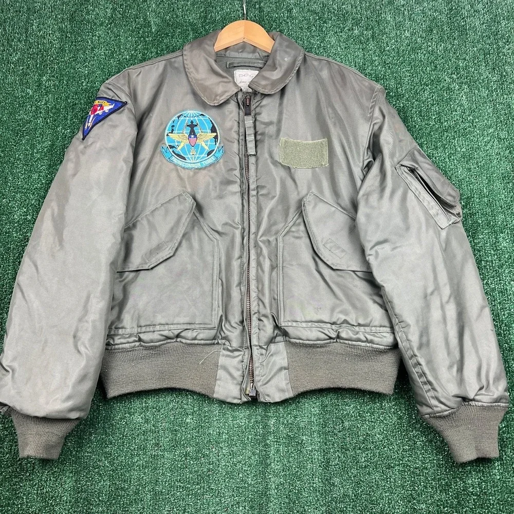 VTG‎ ISRATEX CWU-45/P Flight Jacket Men's Large Olive Green Aramid Patches 90s